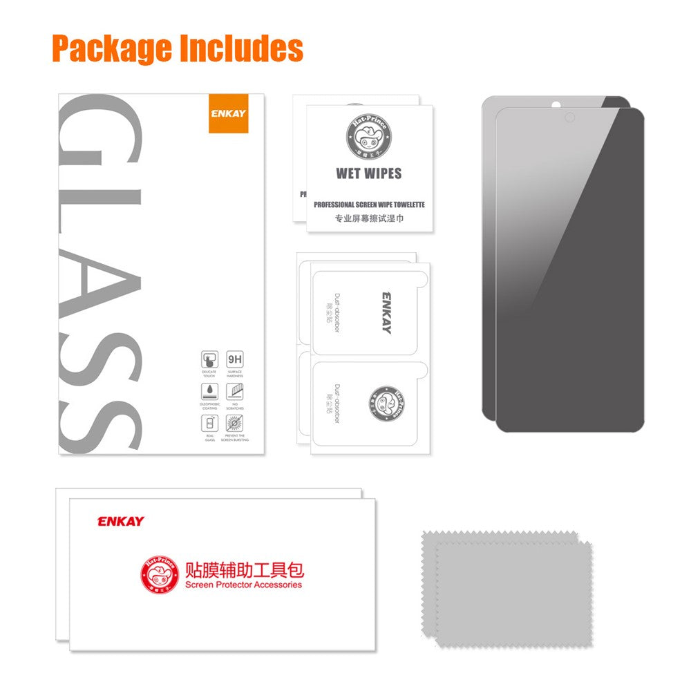 ENKAY HAT PRINCE 2Pcs For Xiaomi Poco M6 Pro 5G / Redmi 12 4G / Redmi 12 5G (Global) Anti-Spy Screen Protector