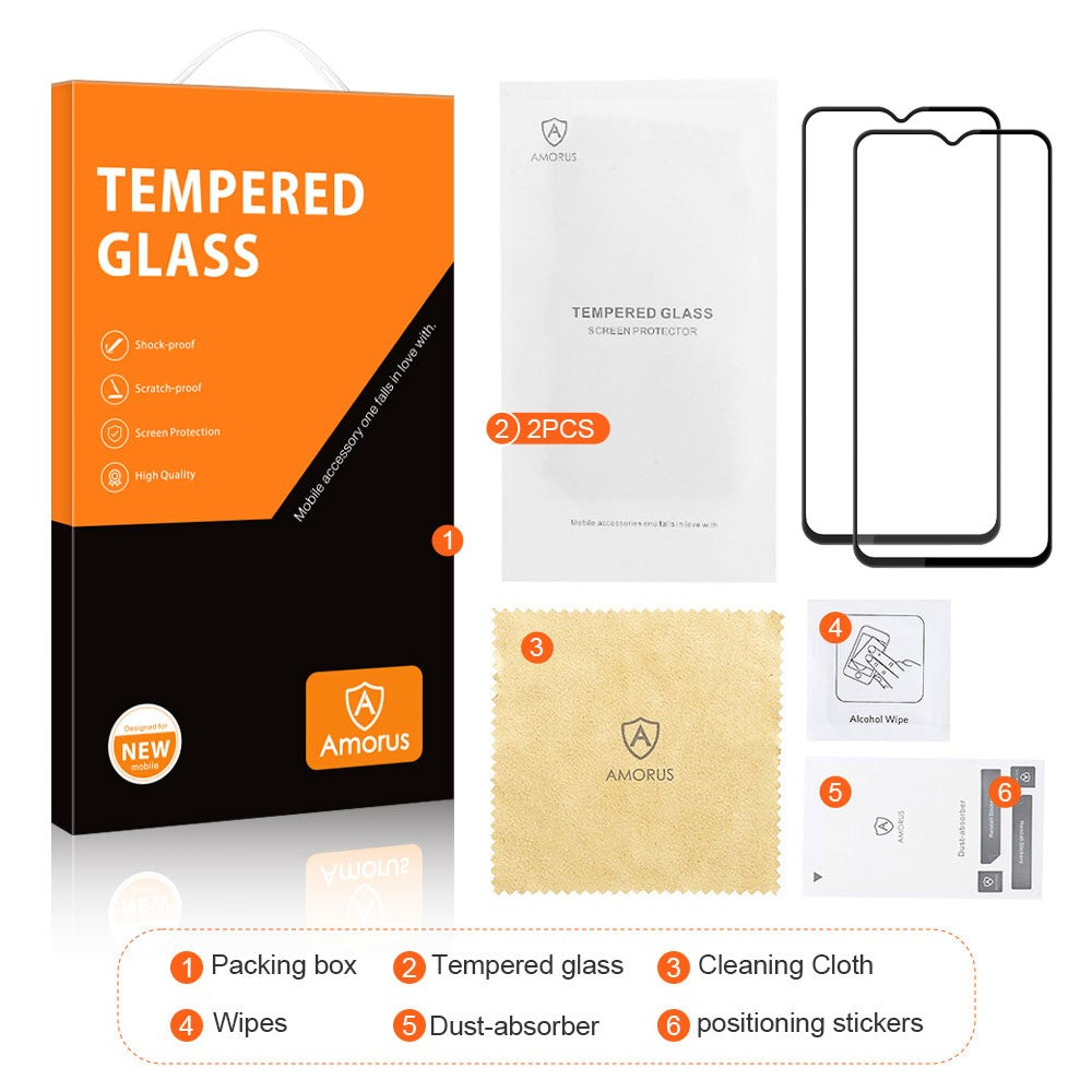 AMORUS 2Pcs For Oppo A38 4G Screen Protector 9H Anti-explosion Tempered Glass Film