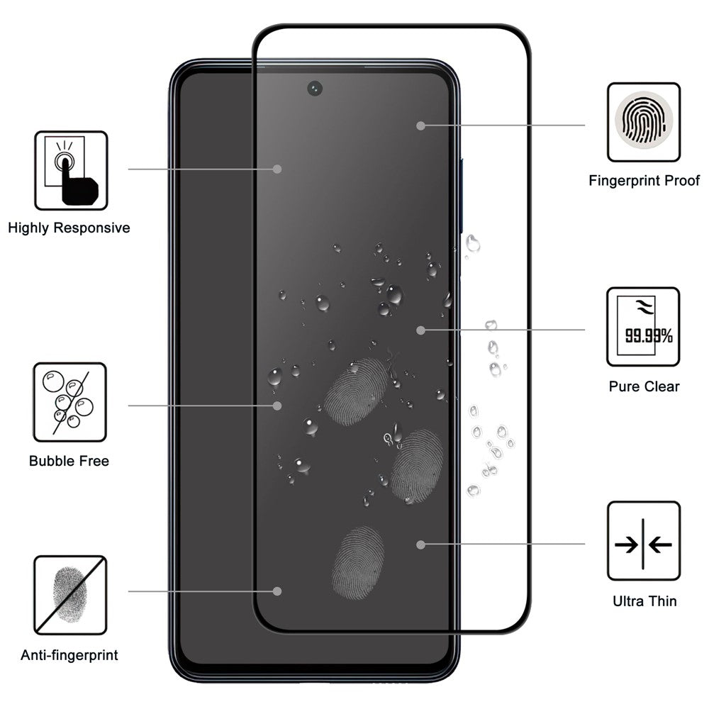 For Samsung Galaxy S24 Tempered Glass 9H Black Edge Screen Film (0.1mm Thickness, Support Fingerprint Unlock)
