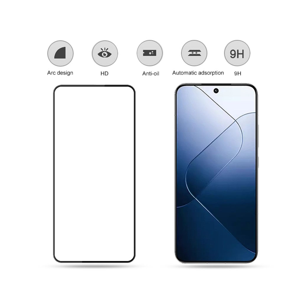 AMORUS For Xiaomi 14 Clear Tempered Glass Film Silk Printing Anti-Oil Screen Protector