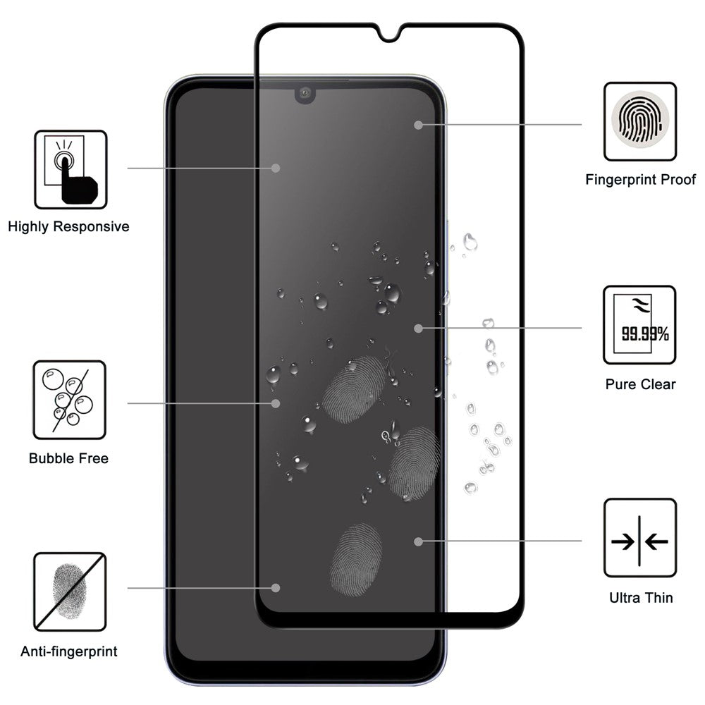 For Xiaomi Redmi 13C 4G / 13C 5G / Poco C65 4G / Poco M6 5G / 13R 5G AGC Tempered Glass with Black Edge Full Glue Full Coverage Screen Protector