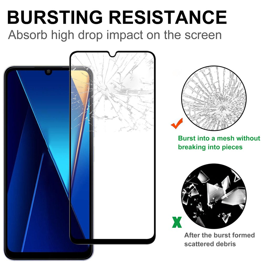 For Xiaomi Redmi 13C 4G / 13C 5G / Poco C65 4G / Poco M6 5G / 13R 5G AGC Tempered Glass with Black Edge Full Glue Full Coverage Screen Protector