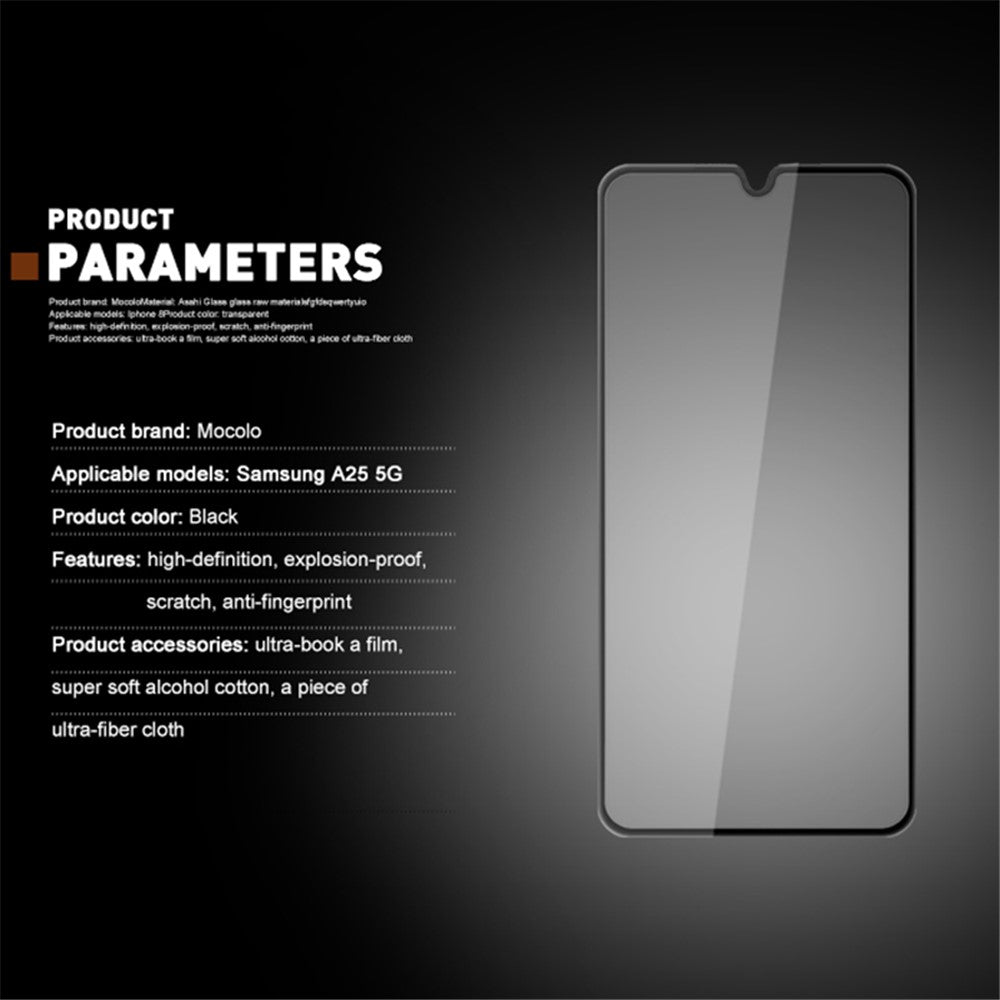 MOCOLO För Samsung Galaxy A25 5G (Global) (161,0 x 76,5 x 8,3 mm) Helskärmsskydd HD Klar Silk Print Härdat Glas Film