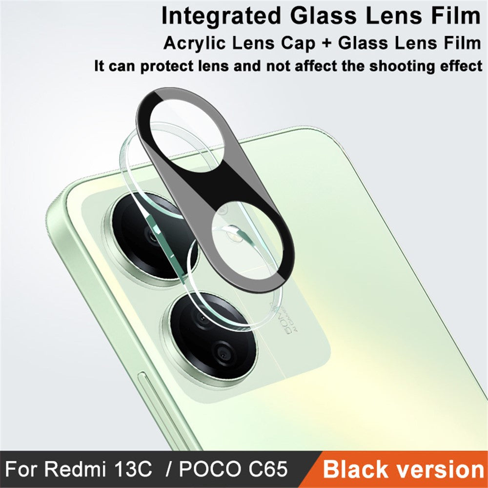 IMAK For Xiaomi Redmi 13C 4G / Poco C65 4G Tempered Glass Camera Lens Protector + Acrylic Lens Cap (Black Version)