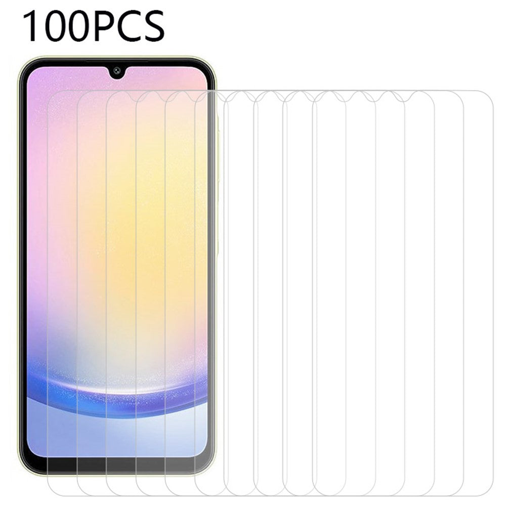100 stk. til Samsung Galaxy A15 4G / 5G / A24 4G / A25 5G (Global) Skærmbeskytter Ultra Clear (Uden emballage, med renseservietter, støvabsorber, styreklistermærke)