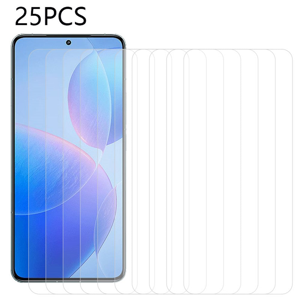 25Pcs for Xiaomi Redmi K70 5G / K70E 5G / K70 Pro 5G / Poco X6 Pro 5G High Clarity Tempered Glass Screen Cover (No Package, with Wipes Set, Dust-absorber, Guide Sticker)