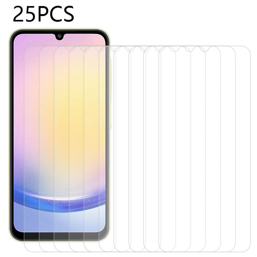 25 st för Samsung Galaxy A15 4G / 5G / A24 4G / A25 5G (Global) Skärmskydd i härdat glas (Ingen förpackning, med våtservetter, dammuppsamlare, guideklistermärke)