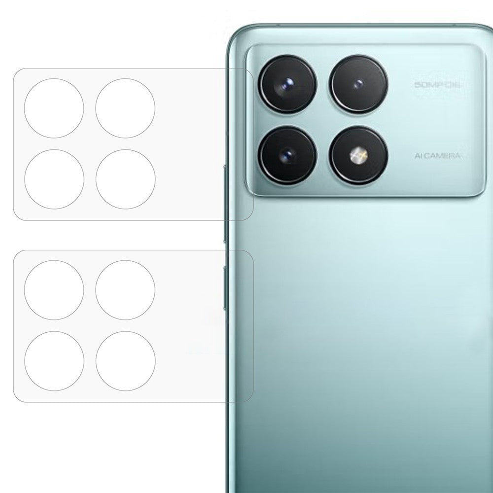 2 stk. hærdet glas til Xiaomi Redmi K70 5G / K70 Pro 5G / K70E 5G / Poco X6 Pro 5G / Poco F6 Pro 5G, 3D-buet kameralinsebeskyttelse