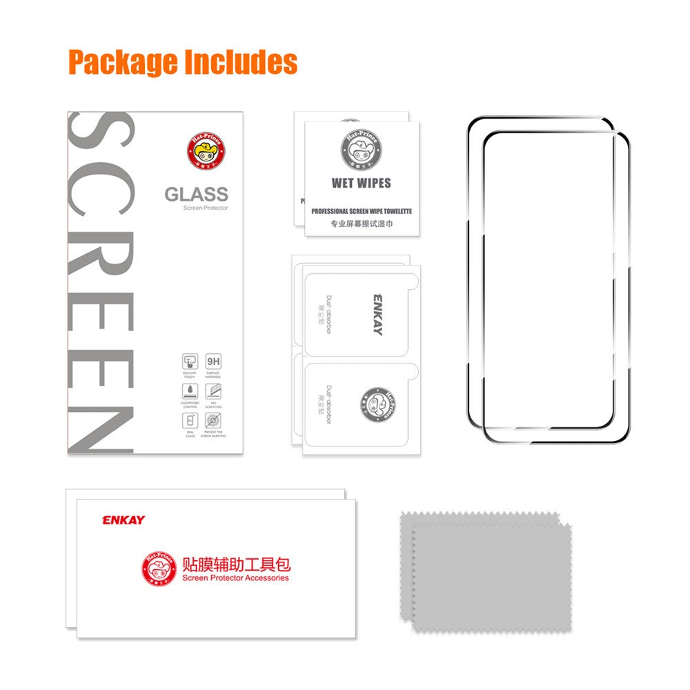 ENKAY HAT PRINCE 2Pcs for Samsung Galaxy A55 5G Screen Protector Silk Printing 2.5D High Aluminium-silicon Glass Film