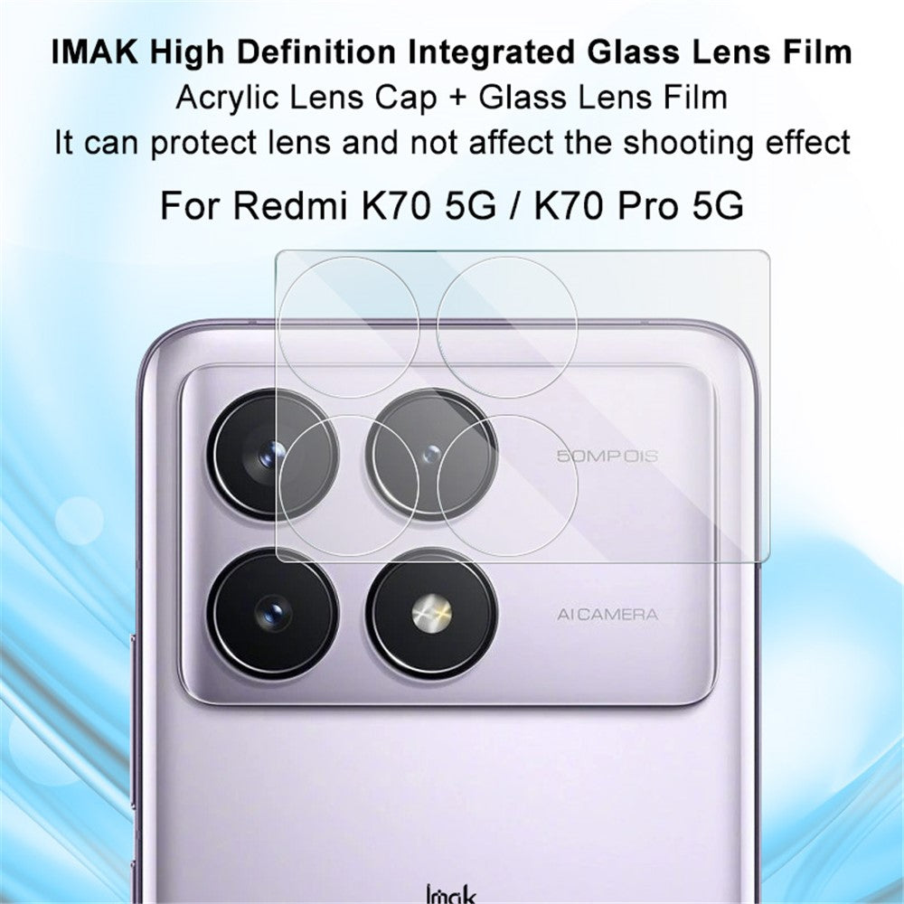 IMAK For Xiaomi Redmi K70 5G / K70 Pro 5G / K70E 5G / Poco X6 Pro 5G Camera Lens Protector Tempered Glass + Acrylic Lens Cap Lens Film