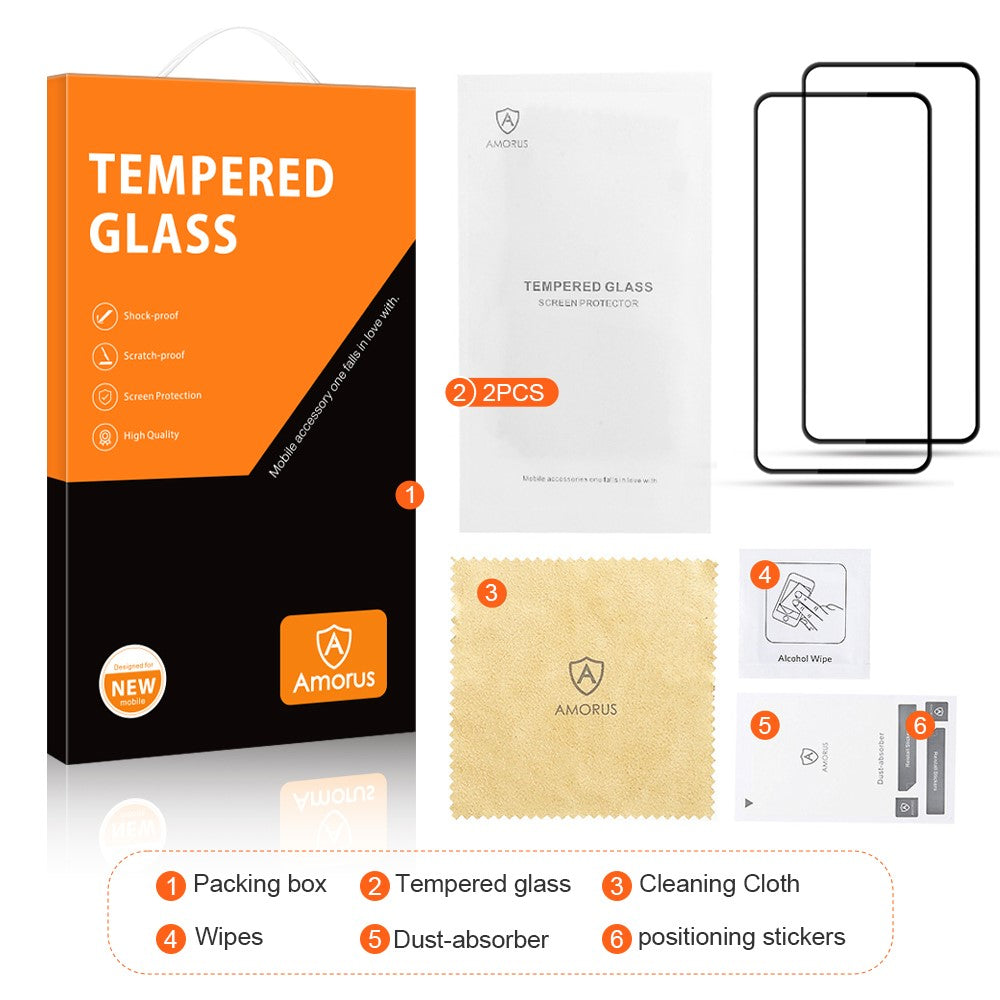AMORUS 2Pcs For Samsung Galaxy A35 5G / A55 5G Full Screen Protector 9H Tempered Glass Anti-explosion Film
