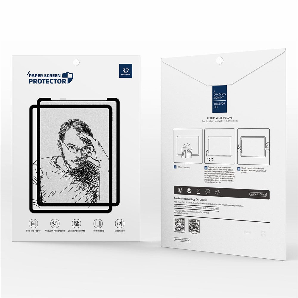 DUX DUCIS Naad-serien til Samsung Galaxy Tab S9+ / S8+ / S7+ / S7 FE Paperfeel skærmbeskytter genanvendelig nanoteknologi