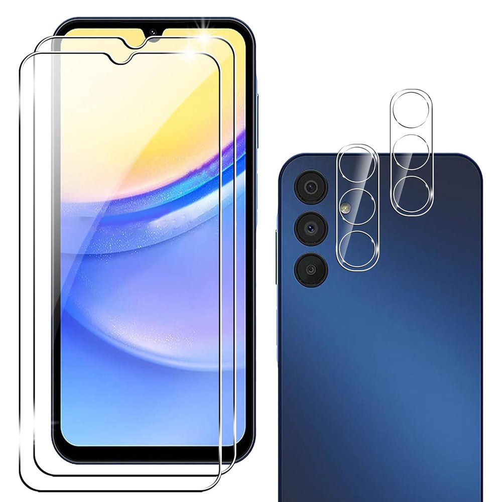 2 st för Samsung Galaxy A15 4G / 5G härdat glas skärmskydd + linsskydd