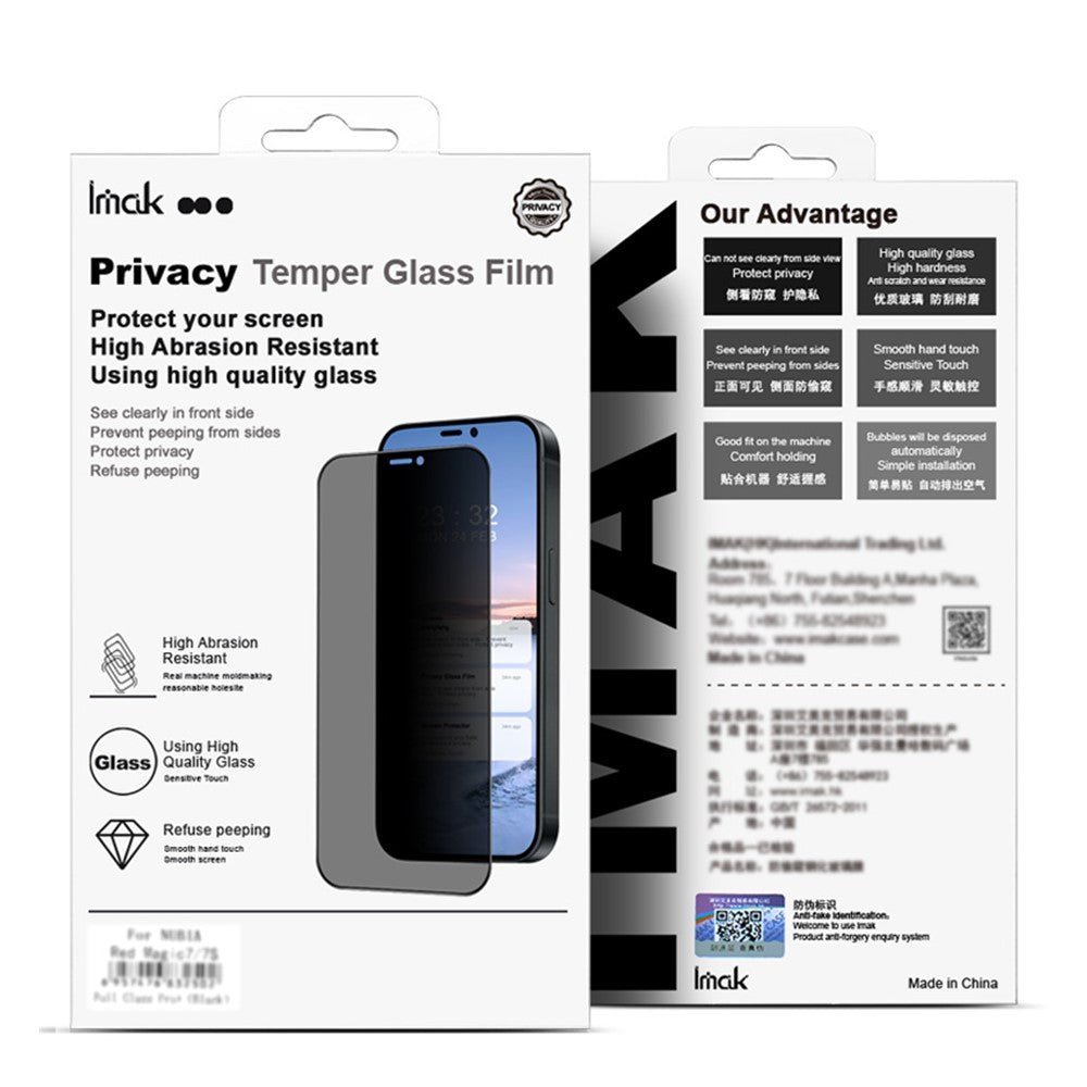 IMAK For Honor X50 GT 5G Screen Protectors Anti-peep 3D Curved Screen Film