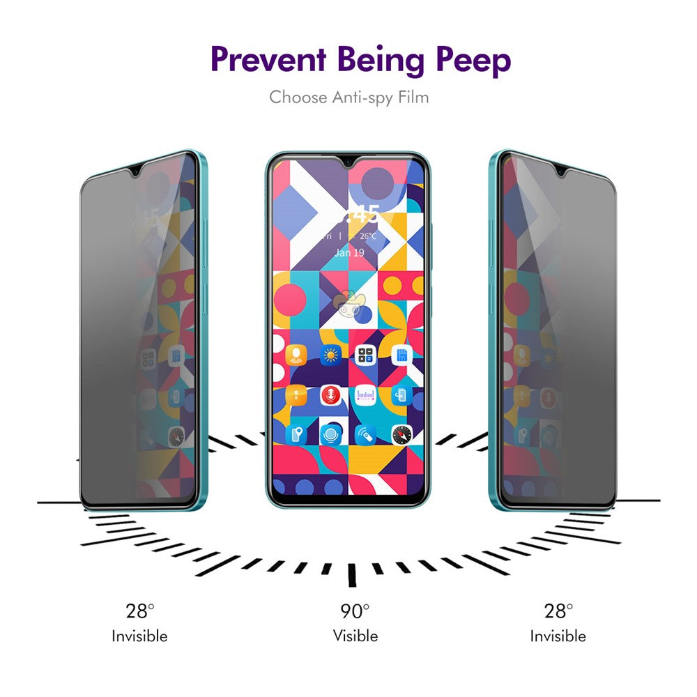 ENKAY HAT PRINCE 2Pcs For Xiaomi Redmi A3 4G / Poco C61 4G Anti-Peep Full Screen Protector Silk Printing HD Clear Film