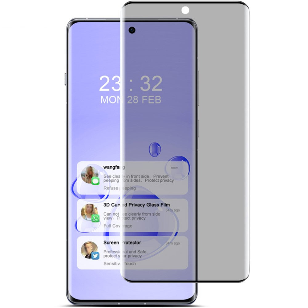 IMAK För Oppo Find X7 5G Härdat Glas Skärmskydd Anti-Spionage Böjd mobilskärmfilm