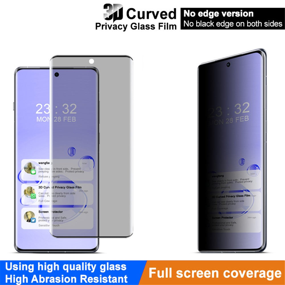IMAK För Oppo Find X7 5G Härdat Glas Skärmskydd Anti-Spionage Böjd mobilskärmfilm