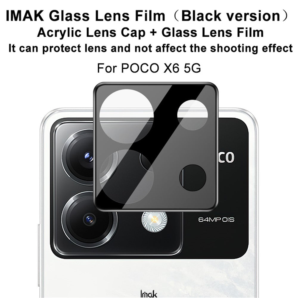 IMAK För Xiaomi Poco X6 5G / Redmi Note 13 Pro 5G Härdat Glas Kameralinsskydd med Akryllinsskydd (Svart Version)