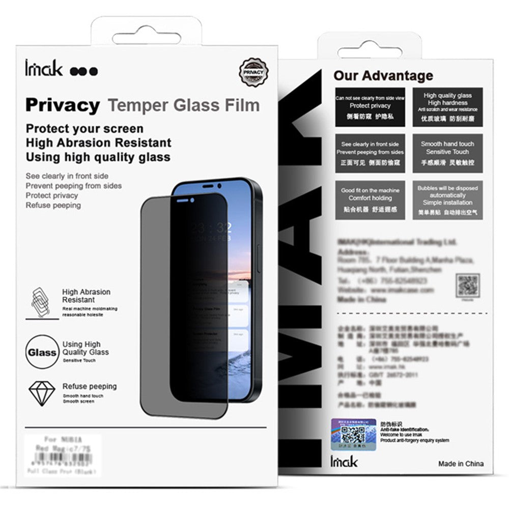 IMAK For Honor X50 Pro 5G Anti-Spy Privacy Screen Protector 3D Curved Tempered Glass Film