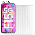 25 st. för Samsung Galaxy F15 5G skärmskydd HD genomskinlig explosionsskyddande härdad glasfilm (ingen förpackning, med våtservetter, dammuppsamlare, guideklistermärke)