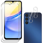 2 stk. skærmbeskyttere i hærdet glas til Samsung Galaxy A05s 4G med kameralinsefilm, splintresikre, 9H-hårdhed