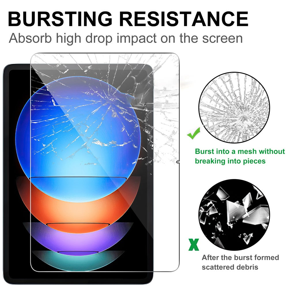 For Xiaomi Pad 6S Pro 12.4 Tempered Glass Screen Protector Arc-Edge 9H Hardness Screen Film