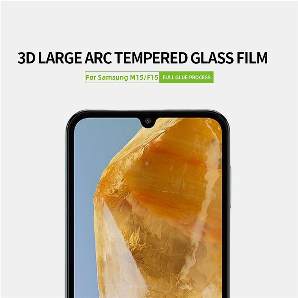 PINWUYO JK 3D-böjd härdad glasfilm-2 för Samsung Galaxy M15 5G / F15 5G helskärmsskydd