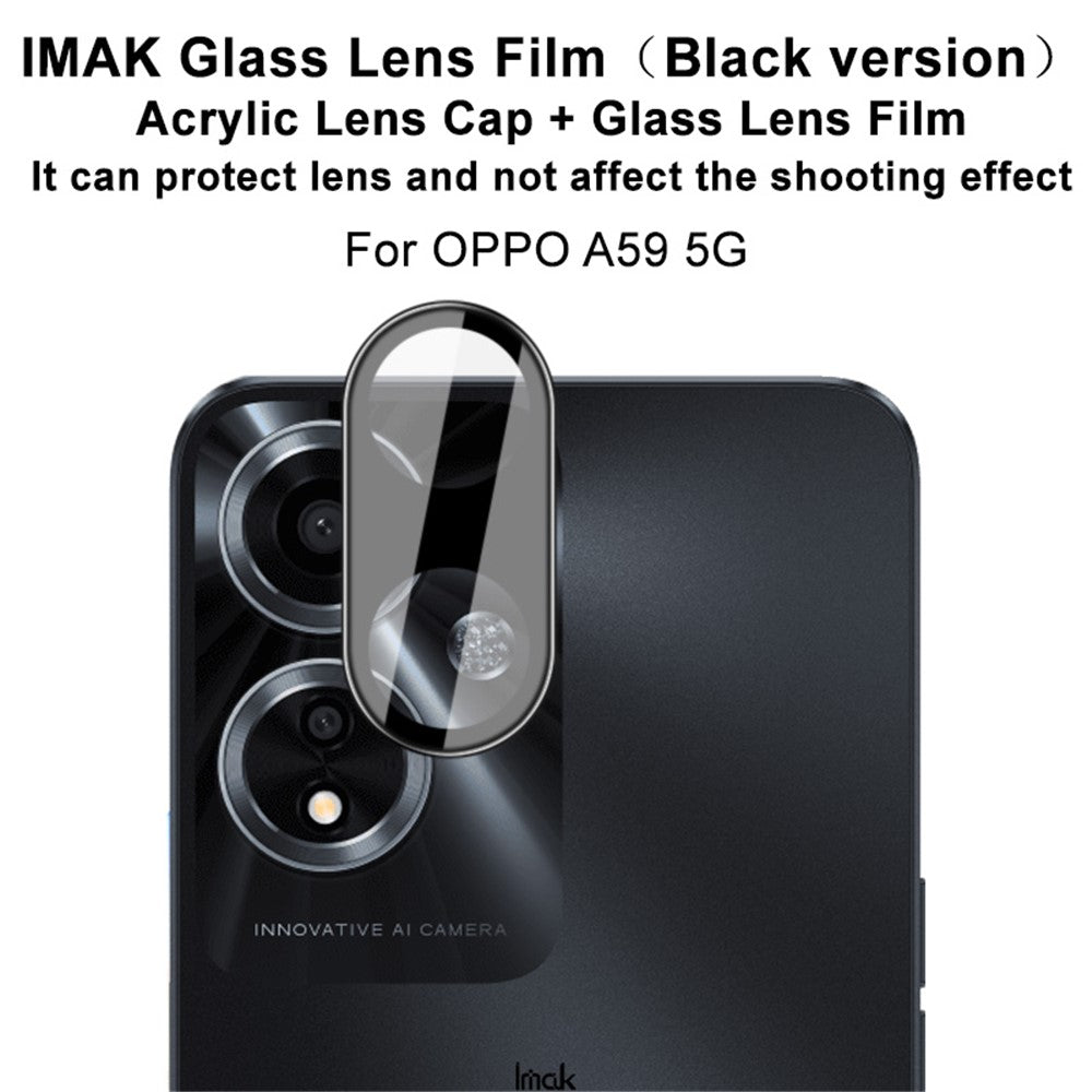 IMAK For Oppo A59 5G  Camera Lens Film Integrated Rear Lens Protector+Acrylic Lens Cap (Black Version)