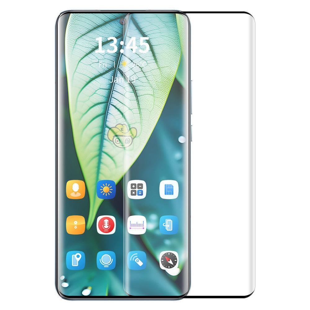 ENKAY HAT PRINCE För Huawei P50 Pro 4G Skärmskydd Böjd Kant Hög Aluminium-Silikon Glasfilm Stöder Fingeravtryckslåsning