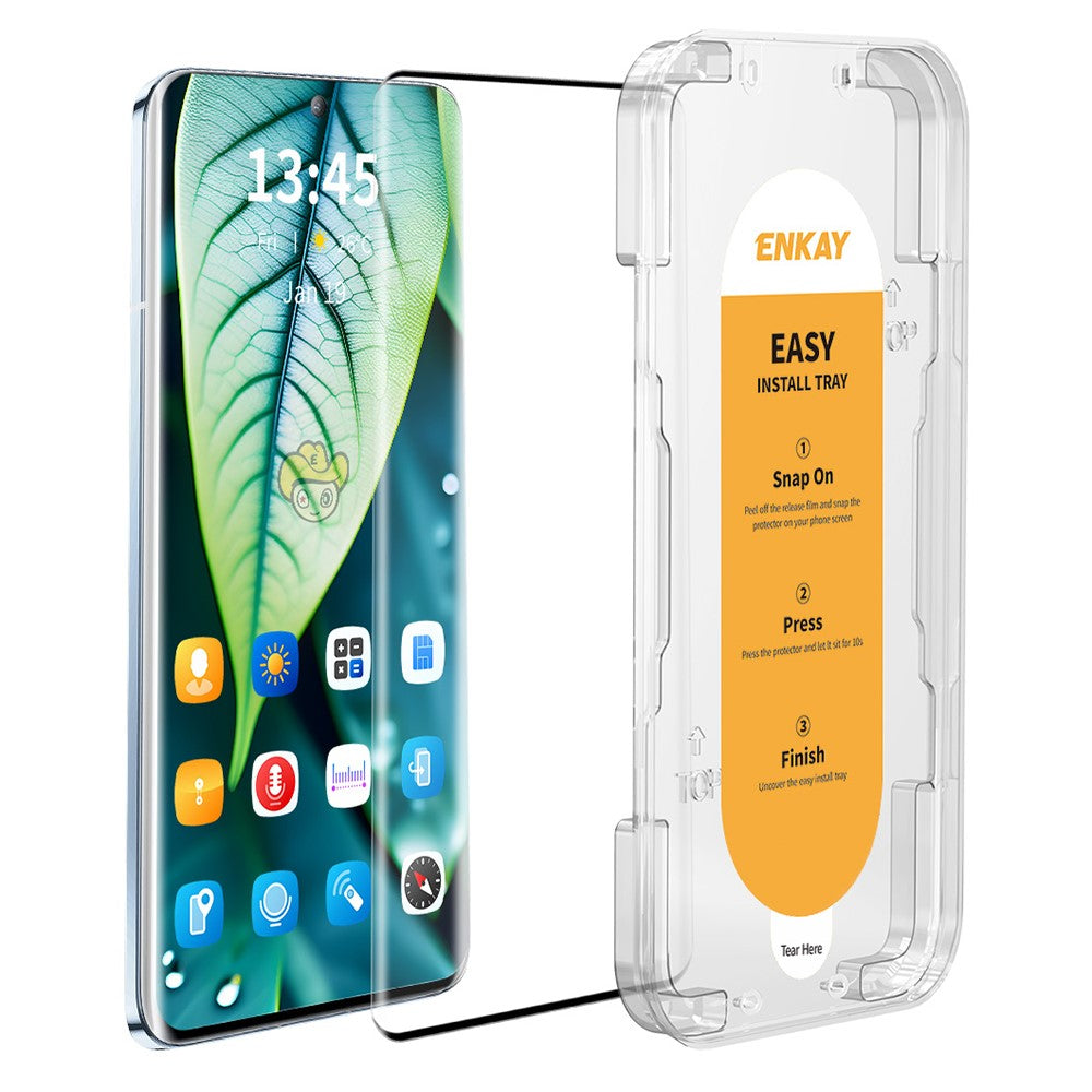ENKAY HAT PRINCE För Oppo Find X5 Skärmskydd Hög Aluminium-Silikon Glas 3D Böjda Kanter Film Stöder Fingeravtryckslåsning