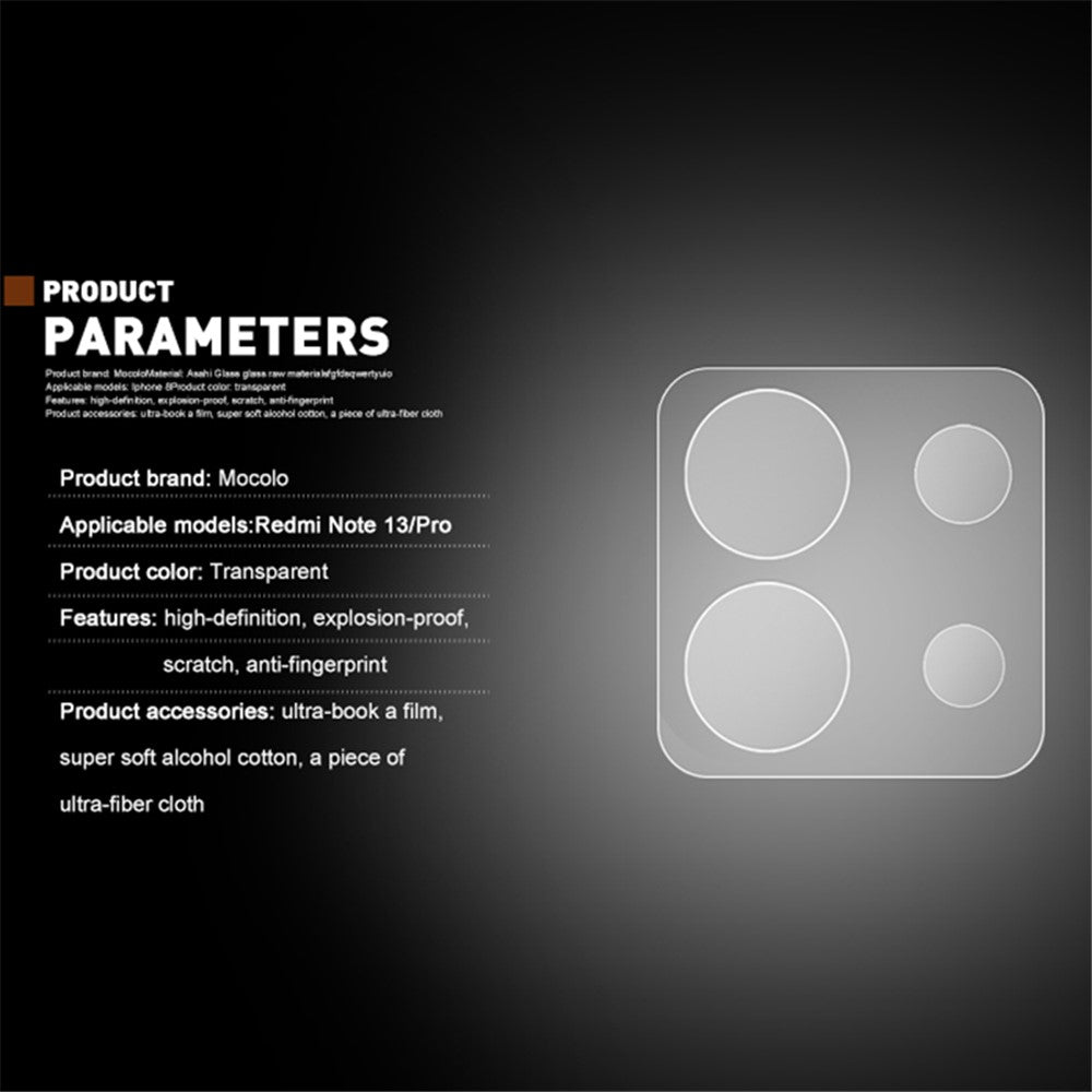 MOCOLO For Xiaomi Redmi Note 13 Pro 5G / Poco X6 5G Tempered Glass Camera Lens Protector