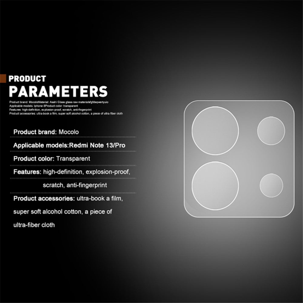 MOCOLO For Xiaomi Redmi Note 13 5G Camera Lens Film Tempered Glass Lens Protector