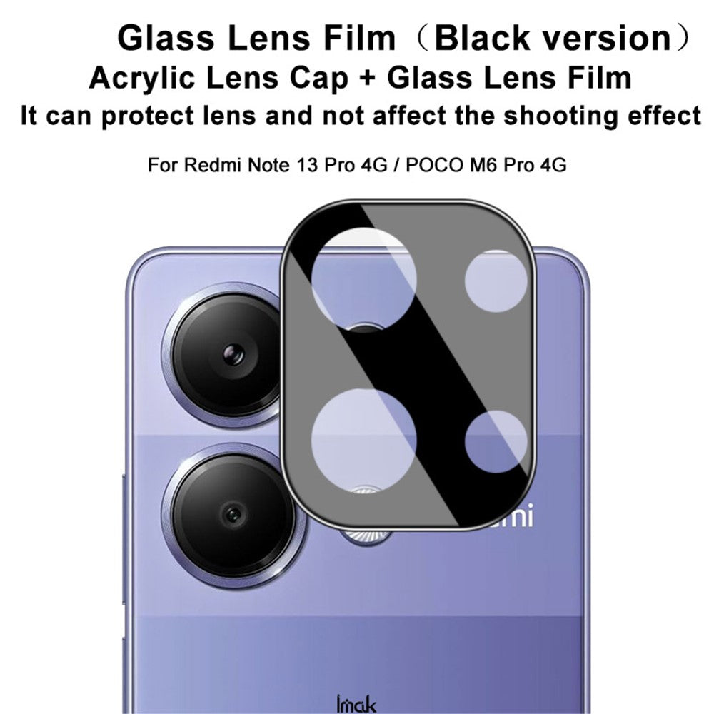 IMAK For Xiaomi Redmi Note 13 Pro 4G / Poco M6 Pro 4G Integrated Camera Lens Protector Tempered Glass +Acrylic Lens Cap (Black Version)
