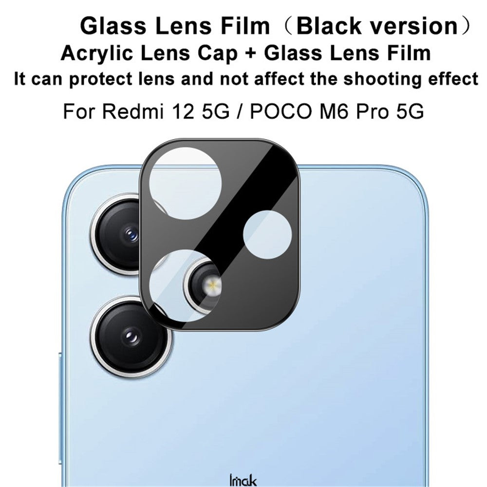 IMAK For Xiaomi Redmi 12 5G (Global) / Note 12R 5G / Poco M6 Pro 5G Camera Lens Protector+Acrylic Lens Cap (Black Version)
