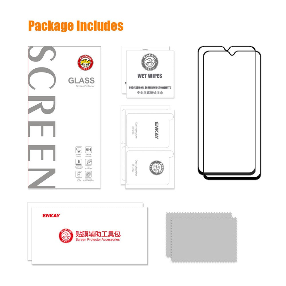 ENKAY HAT PRINCE 2Pcs for Oppo A59 5G Full Glue Screen Protector 9H High Aluminium-silicon Glass Screen Film