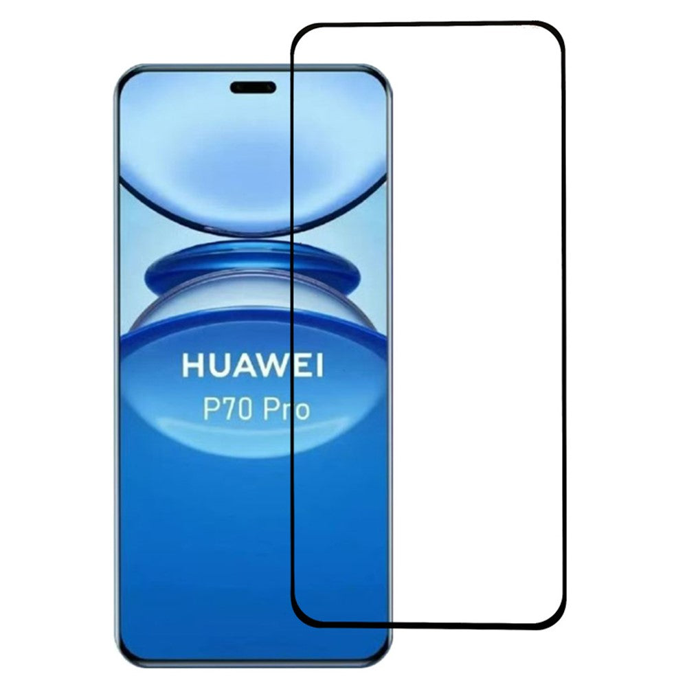 Huawei Pura 70 Pro / Pura 70 Pro+ gennemsigtigt skærmbeskyttelsesglas i hærdet glas, sort kant, silk print-skærmfilm med fingeraftryksblokering
