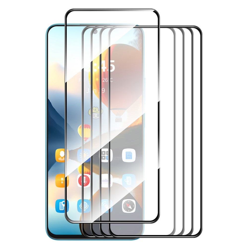 ENKAY HAT PRINCE 5Pcs for Xiaomi Poco M6 Pro 5G / Redmi 12 5G (Global) Full Screen Protector 0.26mm 2.5D 9H Hardness Film