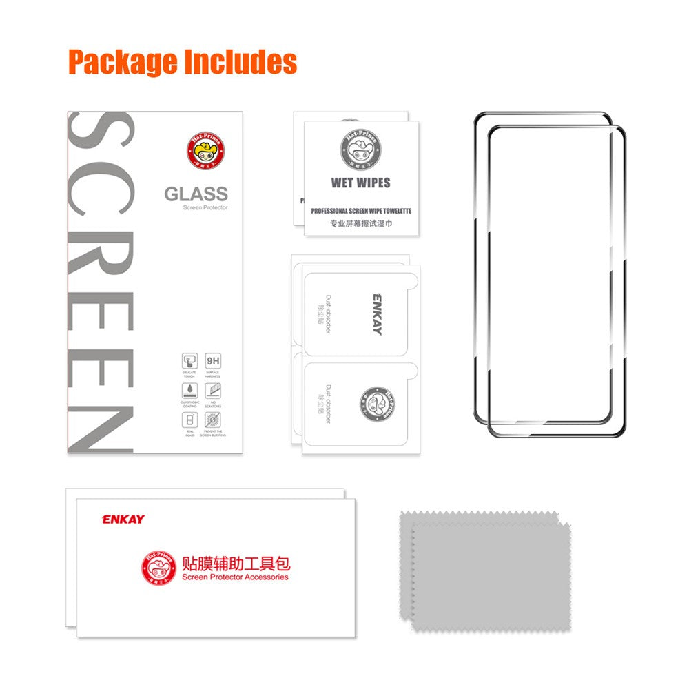 ENKAY HAT PRINCE 2Pcs for Xiaomi Poco X6 5G / Redmi Note 13 Pro 5G Screen Protector 9H 0.26mm 2.5D Complete Covering