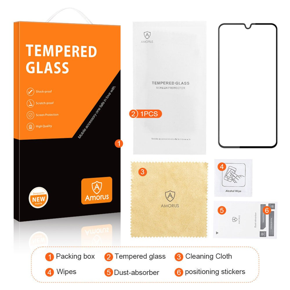 AMORUS For Samsung Galaxy M15 5G HD Clear Black Tempered Glass Film Full Screen Protector (Silk Printing)