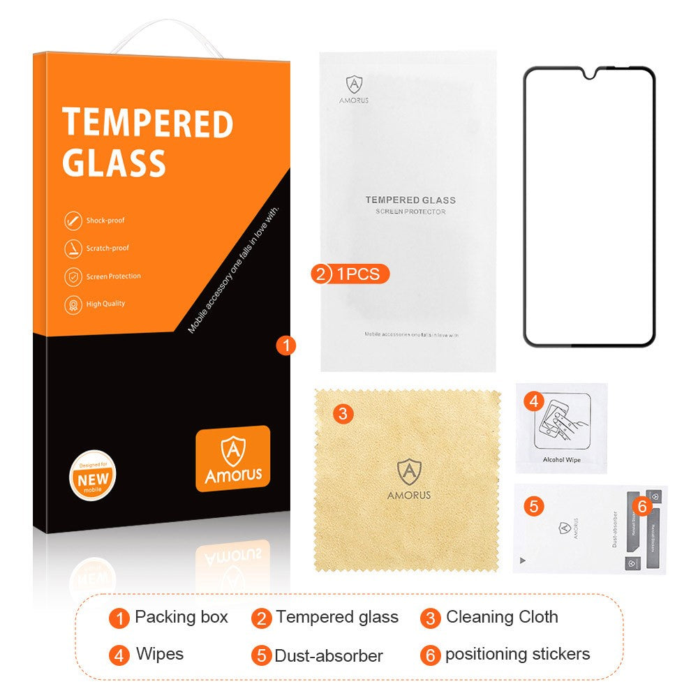 AMORUS Full Screen Protector for Samsung Galaxy M14 4G / A06 4G / A06 5G / A05s 4G Clear Tempered Glass Film (Silk Printing)