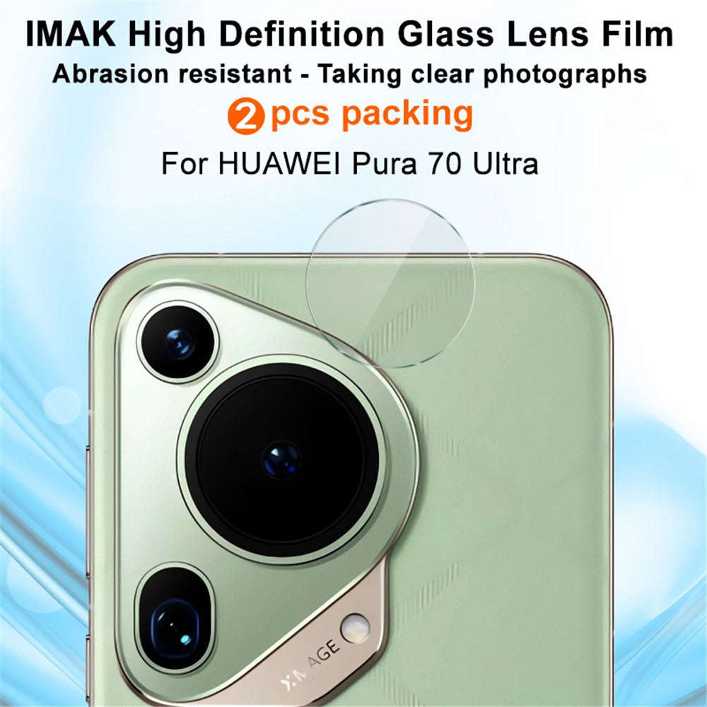IMAK 2 st/set för Huawei Pura 70 Ultra härdat glas bakre linsskydd genomskinlig kameralinsfilm