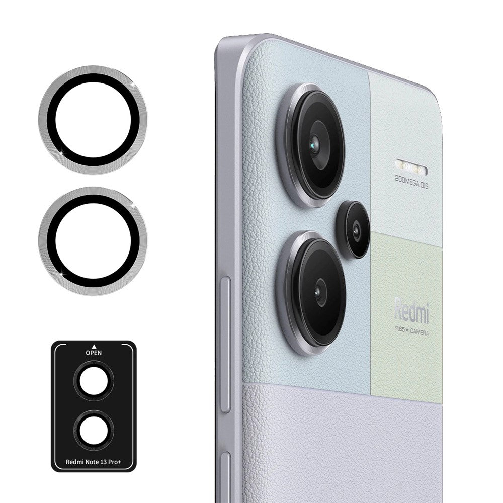 ENKAY HAT PRINCE För Xiaomi Redmi Note 13 Pro+ 5G 1 set kameralinsfilm explosionsskyddande metallring bakre linsskydd
