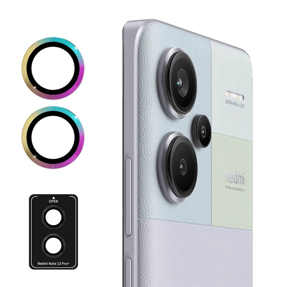 ENKAY HAT PRINCE För Xiaomi Redmi Note 13 Pro+ 5G 1 set kameralinsfilm explosionsskyddande metallring bakre linsskydd