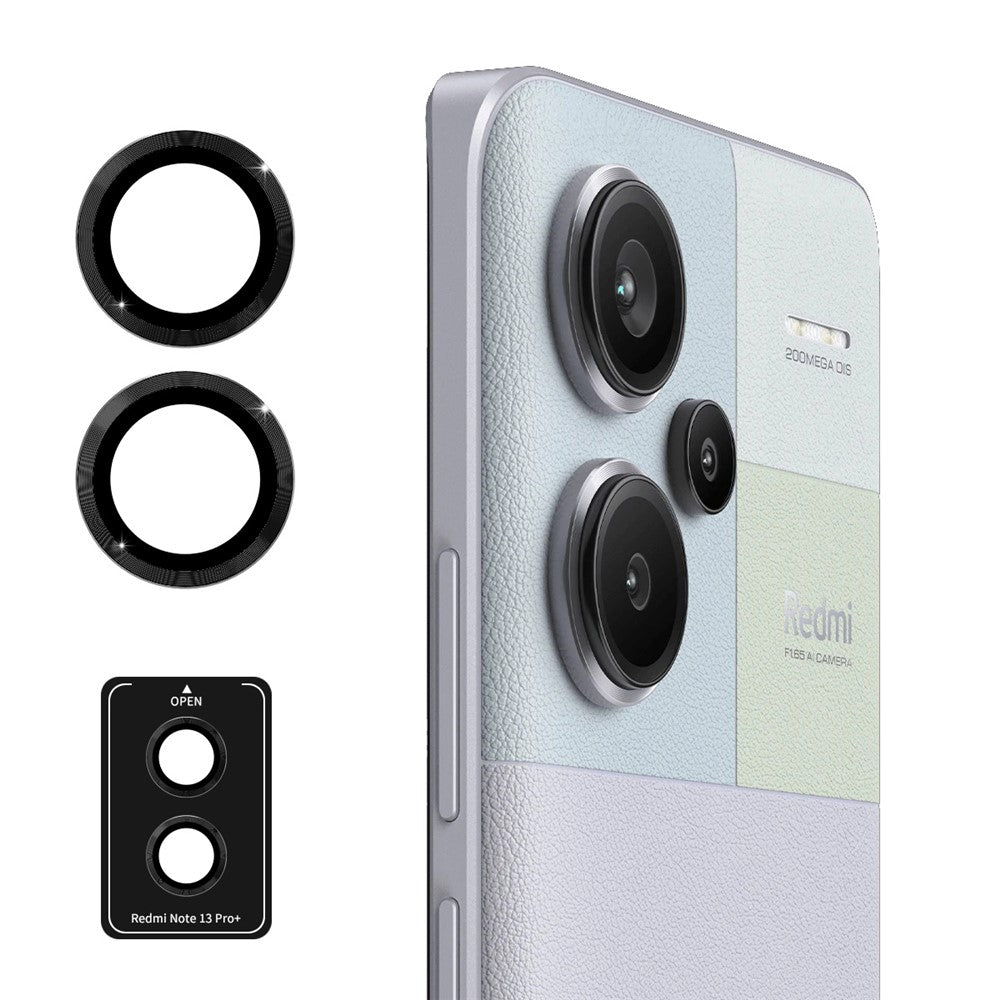 ENKAY HAT PRINCE För Xiaomi Redmi Note 13 Pro+ 5G 1 set kameralinsfilm explosionsskyddande metallring bakre linsskydd