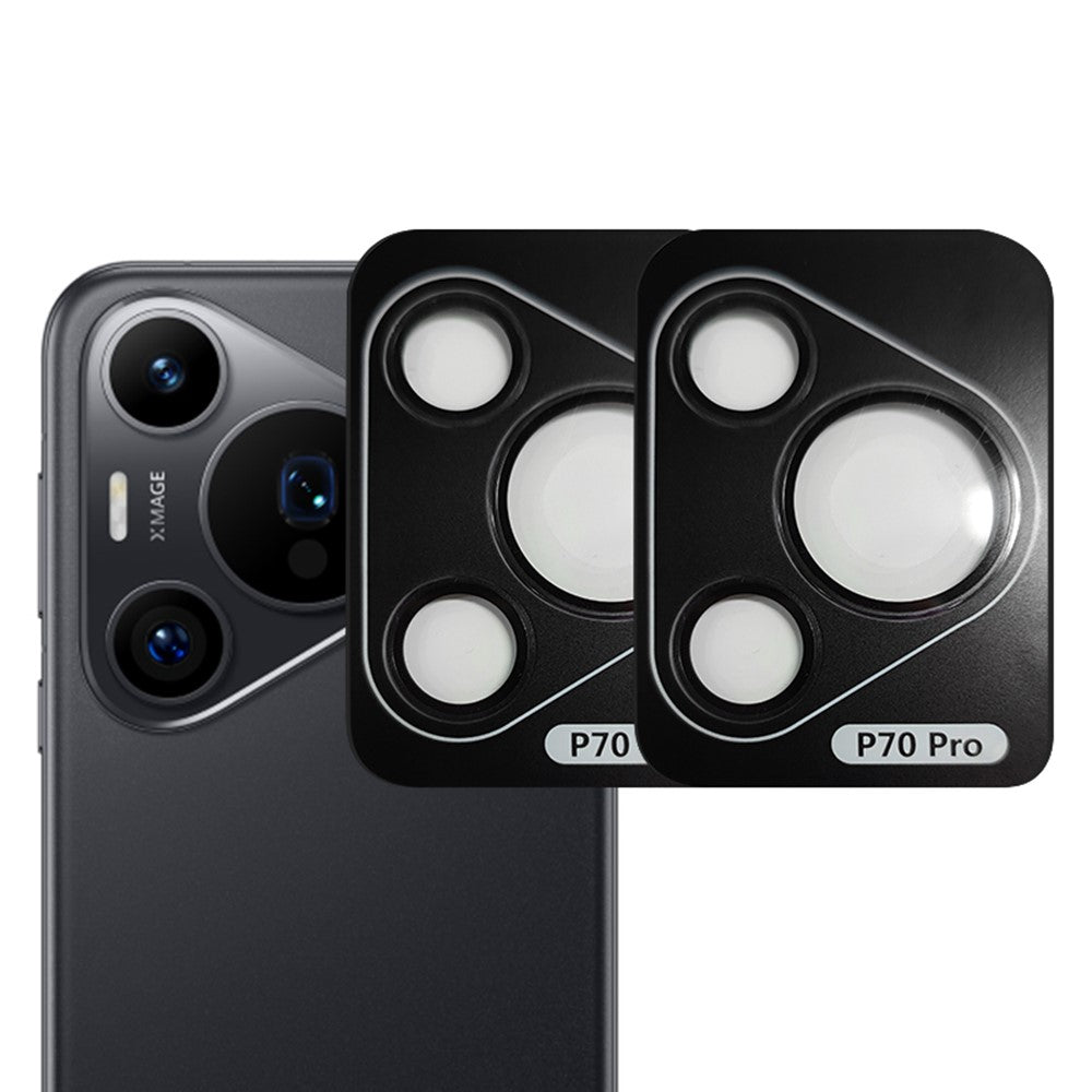 RURIHAI 2-delt kameralinsefilm til Huawei Pura 70 Pro / Pura 70 Pro+, AR HD-glaslinsbeskyttelse med metalring