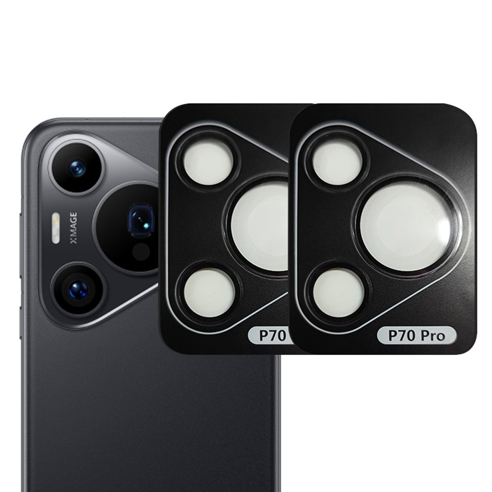 RURIHAI 2-delt kameralinsefilm til Huawei Pura 70 Pro / Pura 70 Pro+, AR HD-glaslinsbeskyttelse med metalring