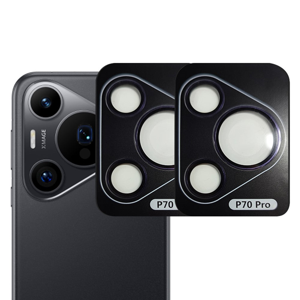 RURIHAI För Huawei Pura 70 Pro / Pura 70 Pro+ 2-set Kameralinsfilm Metallring AR HD Glaslinsskydd