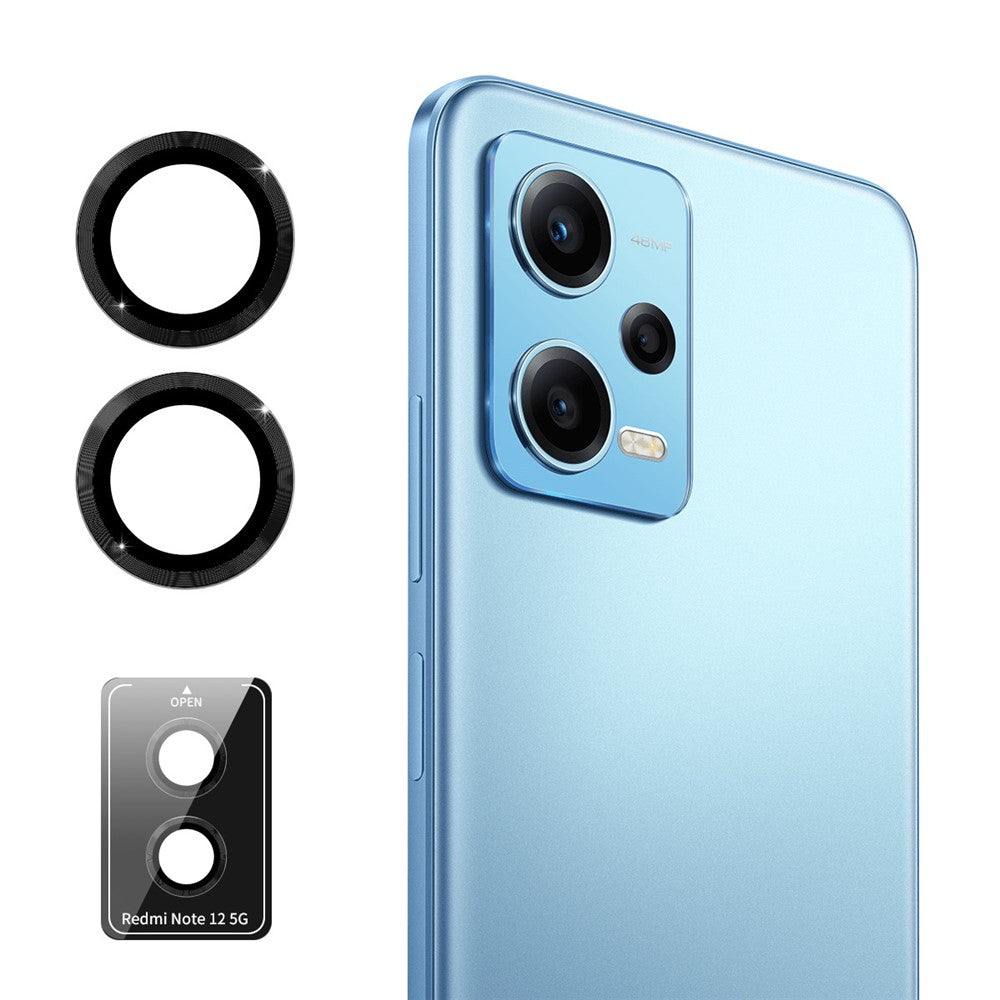 ENKAY HAT PRINCE For Xiaomi Redmi Note 12 5G (Global) 1 Set Camera Rear Lens Protector with Metal Ring Trim