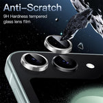 ENKAY HAT PRINCE För Samsung Galaxy Z Flip6 5G 1 set kameralinsskydd 9H anti-fingeravtryck bakre linsfilm med metallring