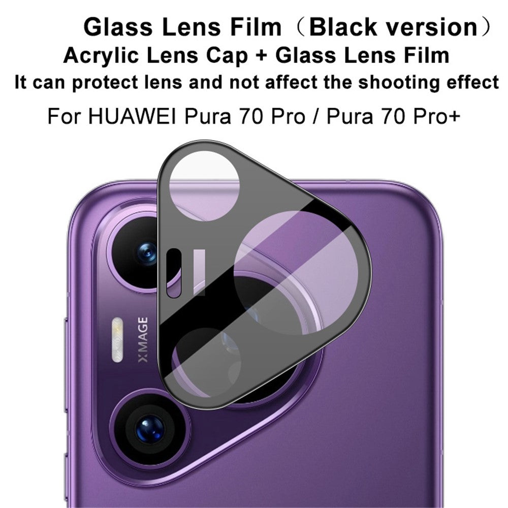 IMAK För Huawei Pura 70 Pro / Pura 70 Pro+ Kameralinsskydd + Akryllinsskydd Härdat Glaslinsfilm (Svart Version)
